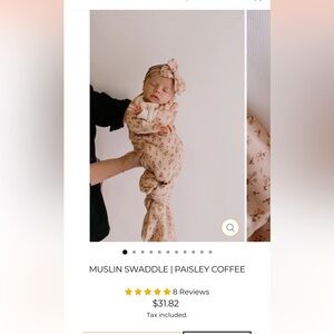 Little and Fern Paisley Coffee Muslin Swaddle